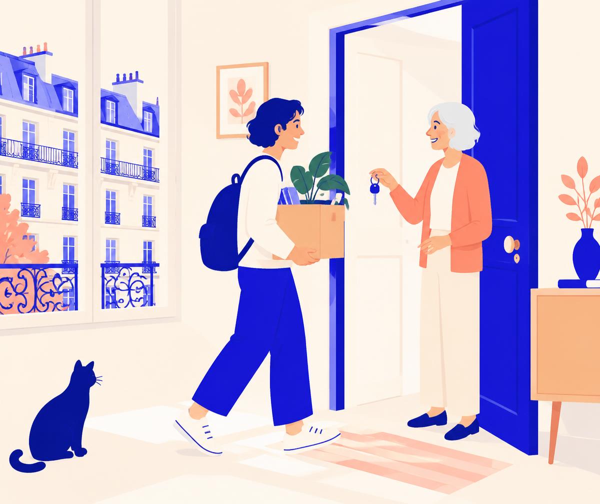 Une locataire reçoit les clés de sa propriétaire